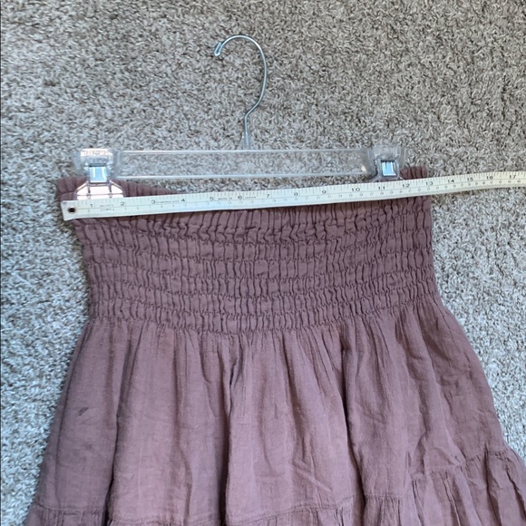 Y2K Taupe Pink Boho Tiered Skirt - Picture 6 of 8